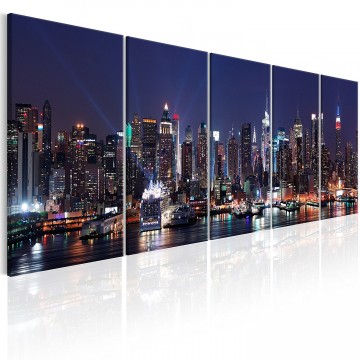 Canvas 5 luik schilderij new york6 225 x 90 cm