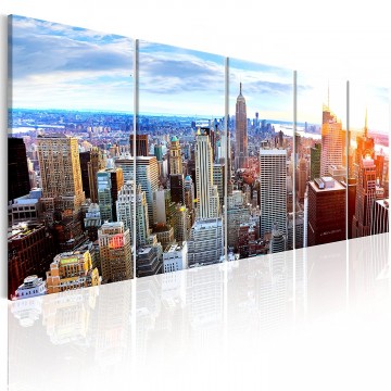 Canvas 5 luik schilderij new york7 225 x 90 cm