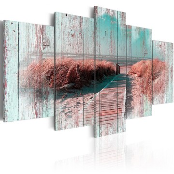 Canvas 5 luik schilderij noordzee hout 3 240 x 112 cm c c 0029 b n