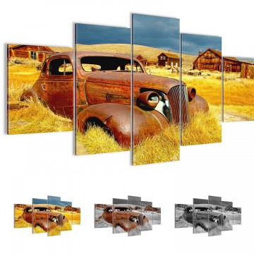 Canvas 5 luik schilderij oldtimer 1 200 x 100 cm 60215