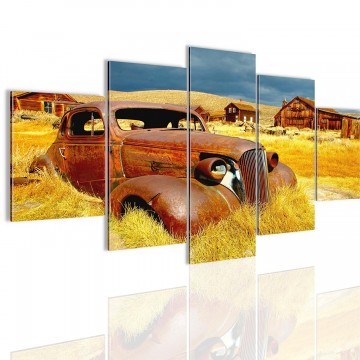 Canvas 5 luik schilderij oldtimer 2 200 x 100 cm 60215