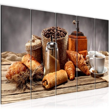 Canvas 5 luik schilderij ontbijt 4 220 x 80 cm 505055