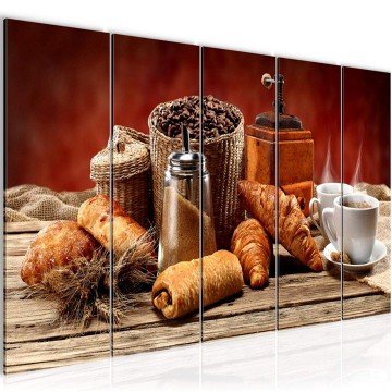 Canvas 5 luik schilderij ontbijt 5 220 x 80 cm 505055