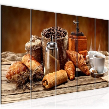 Canvas 5 luik schilderij ontbijt 6 220 x 80 cm 505055