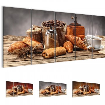 Canvas 5 luik schilderij ontbijt1 220 x 80 cm 50501