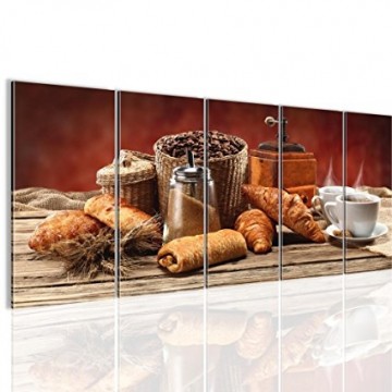 Canvas 5 luik schilderij ontbijt3 220 x 80 cm 50501