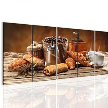 Canvas 5 luik schilderij ontbijt4 220 x 80 cm 50501