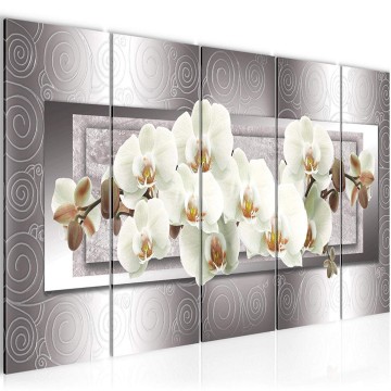 Canvas 5 luik schilderij orchidee 2 220 x 80 cm 205455