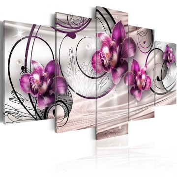 Canvas 5 luik schilderij orchidee 2 roze 240 x 112 cm 020110  146