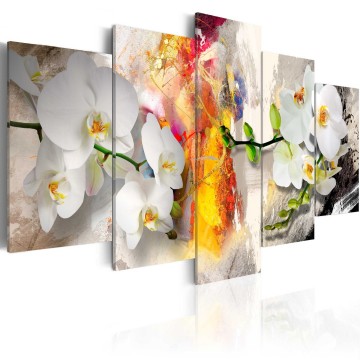 Canvas 5 luik schilderij orchidee 28 240 x 112 cm b a 0255 b n