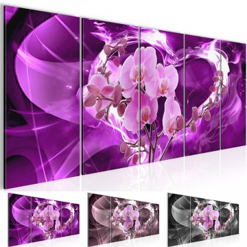 Canvas 5 luik schilderij orchidee hart1 220 x 80 cm 203655