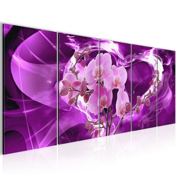 Canvas 5 luik schilderij orchidee hart2 220 x 80 cm 203655 0