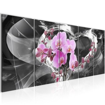 Canvas 5 luik schilderij orchidee hart4 220 x 80 cm 203655 0