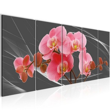 Canvas 5 luik schilderij orchidee zwart3 220 x 80 cm 202955
