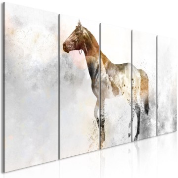Canvas 5 luik schilderij paard special 1 225 x 90 cm 0260