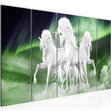 Canvas 5 luik schilderij paarden 4 220 x 80 cm 022855 ama