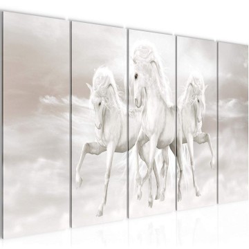 Canvas 5 luik schilderij paarden 5 220 x 80 cm 022855 ama