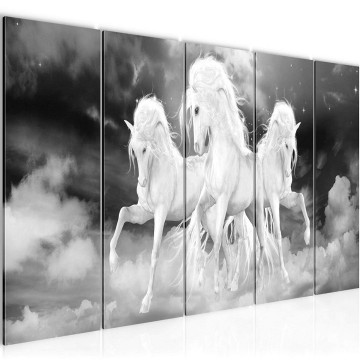 Canvas 5 luik schilderij paarden 6 220 x 80 cm 022855 ama