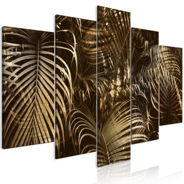 Canvas 5 luik schilderij palmbladeren 240 x 112 cm b a 10177 b a