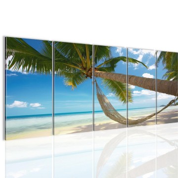 Canvas 5 luik schilderij palmboom 220 x 80 cm 603612 0