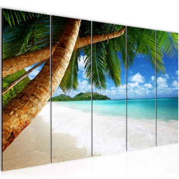Canvas 5 luik schilderij palmstrand 1 220 x 80 cm 608555 0