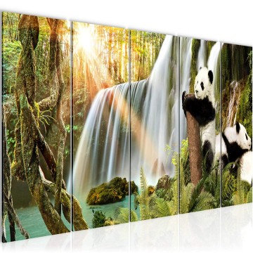 Canvas 5 luik schilderij panda 2 220 x 80 cm 013055