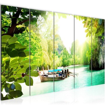 Canvas 5 luik schilderij paradijs 3 220 x 80 cm 604255