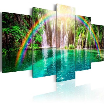 Canvas 5 luik schilderij paradijs regenboog 1 240 x 112 cm c a 0071 b n