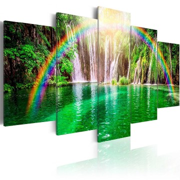 Canvas 5 luik schilderij paradijs regenboog 2 240 x 112 cm c a 0071 b n