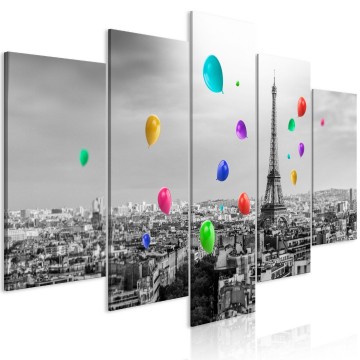 Canvas 5 luik schilderij parijs 1 240 x 112 cm 0168 b n