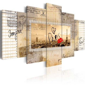 Canvas 5 luik schilderij parijs 1 240 x 112 cm da 0010 bm