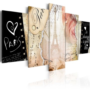 Canvas 5 luik schilderij parijs 1 240 x 112 cm da 0015 bm