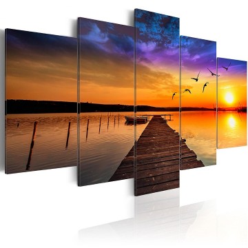 Canvas 5 luik schilderij pier 4 240 x 112 cm c c 0030 b m