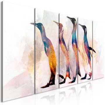 Canvas 5 luik schilderij pinguin special 1 225 x 90 cm 0265