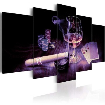 Canvas 5 luik schilderij poker 3 240 x 112 cm i a 0101 b n
