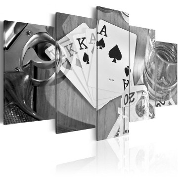 Canvas 5 luik schilderij poker 5 240 x 112 cm i b 0001 b n