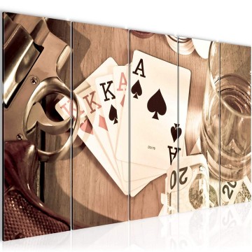 Canvas 5 luik schilderij poker kaarten 1 220 x 80 cm 103555