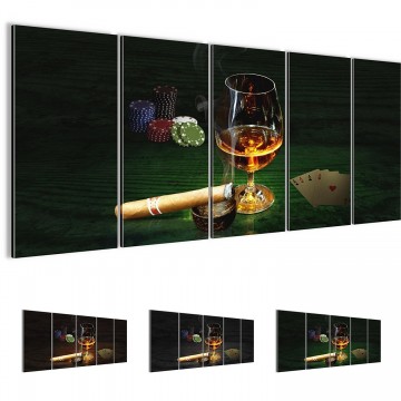 Canvas 5 luik schilderij pokertafel1 220 x 80 cm 502255
