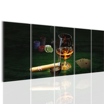 Canvas 5 luik schilderij pokertafel2 220 x 80 cm 502255 0