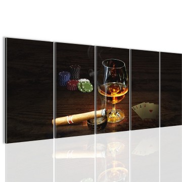Canvas 5 luik schilderij pokertafel3 220 x 80 cm 502255 0