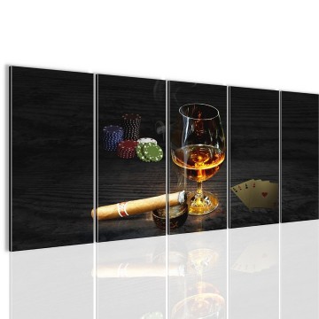 Canvas 5 luik schilderij pokertafel4 220 x 80 cm 502255 0
