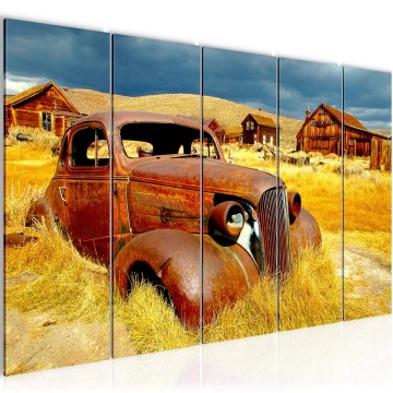 Canvas 5 luik schilderij retro auto 1 220 x 80 cm 602155