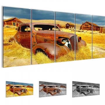 Canvas 5 luik schilderij retro auto1 220 x 80 cm 602155