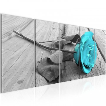 Canvas 5 luik schilderij roos hout4 220 x 80 cm 204412