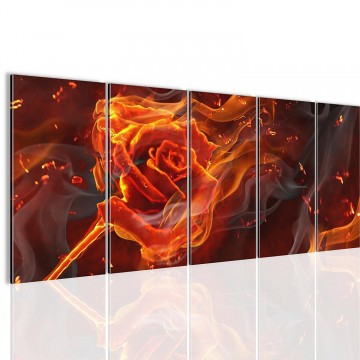 Canvas 5 luik schilderij roos vuur1 220 x 80 cm 402355