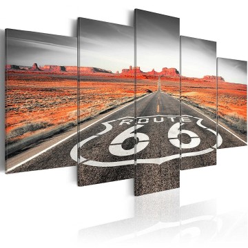 Canvas 5 luik schilderij route 66 2 240 x 112 cm c b 0020 b n 0