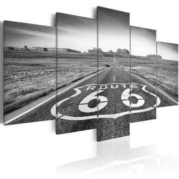 Canvas 5 luik schilderij route 66 3 240 x 112 cm c b 0020 b n 0