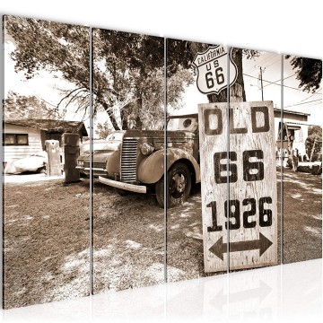 Canvas 5 luik schilderij route 66 auto 2 220 x 80 cm 609855