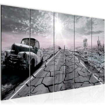 Canvas 5 luik schilderij route 66 auto 6 220 x 80 cm 600355