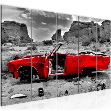 Canvas 5 luik schilderij route 66 auto 7 220 x 80 cm 602255